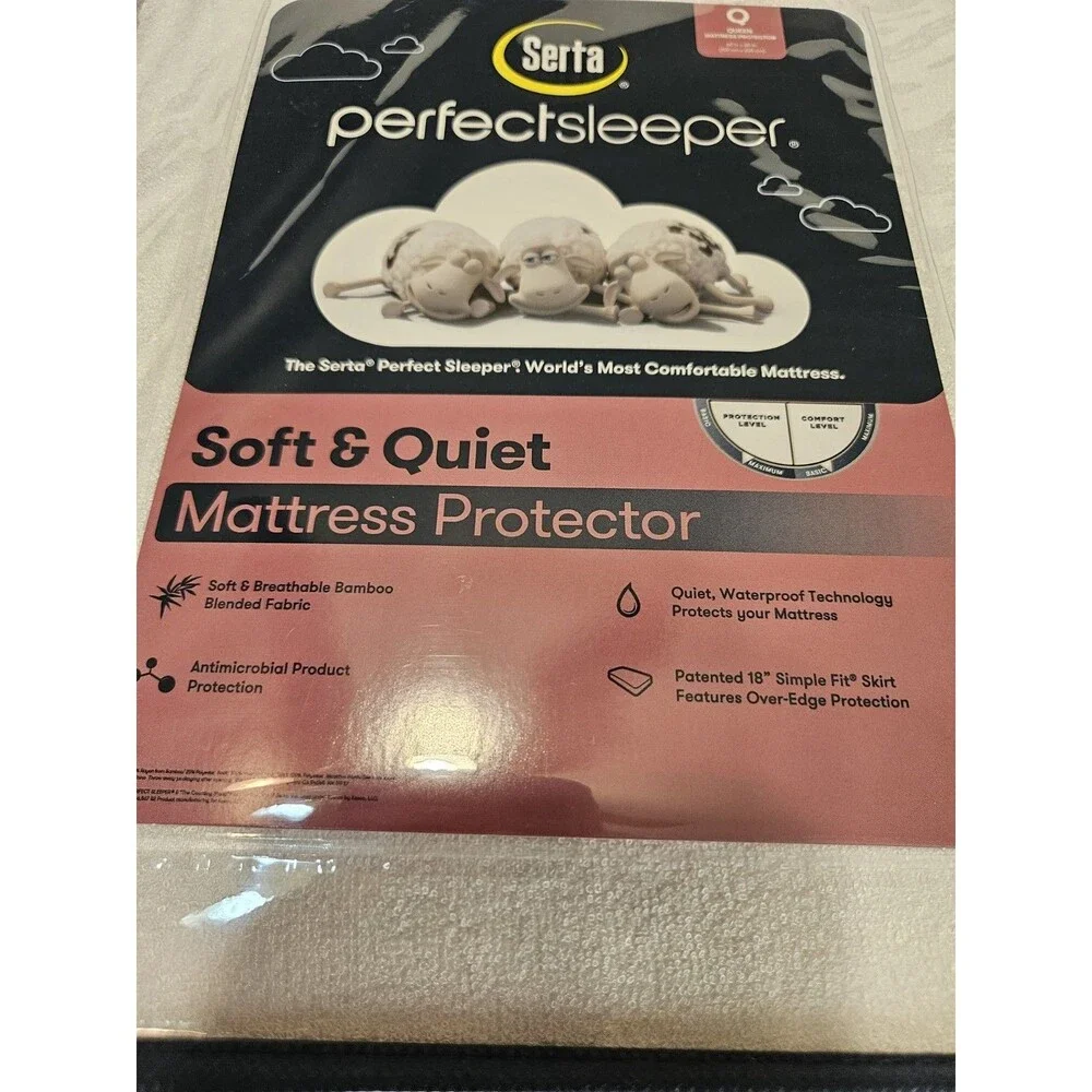 NWT Serta Perfect Sleeper Soft & Quiet QUEEN Bamboo Mattress Protector $70 New